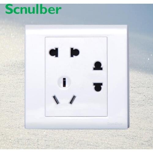 Hotel 250v 10A 7 poles outlet double 2pin and 3pin wall switch socket