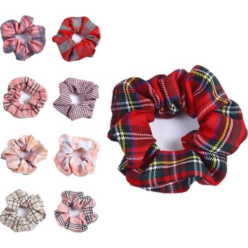 New plaid leopard print large intestine circle hair ring ins wind wild retro French head rope female tie hair band