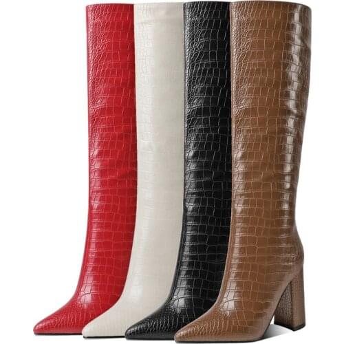 New Autumn Winter Lady Shoes Fashion Pointed Toe Sexy Party Boots Comfortable Thick-Heel Knee-High Boots Western High Heel boots