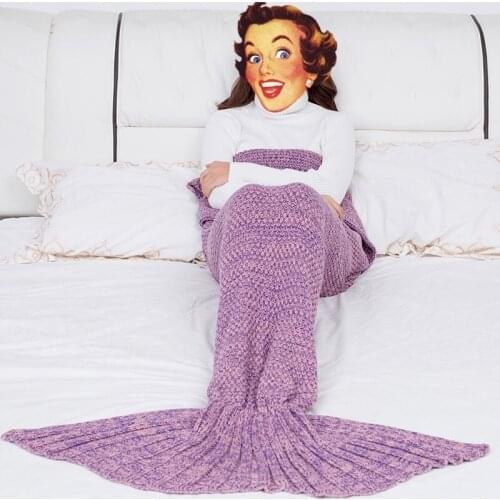 Mermaid Tail Crochet Blanket Modeling Blankets for Adult Super Soft All Seasons Sleeping Girls Gift