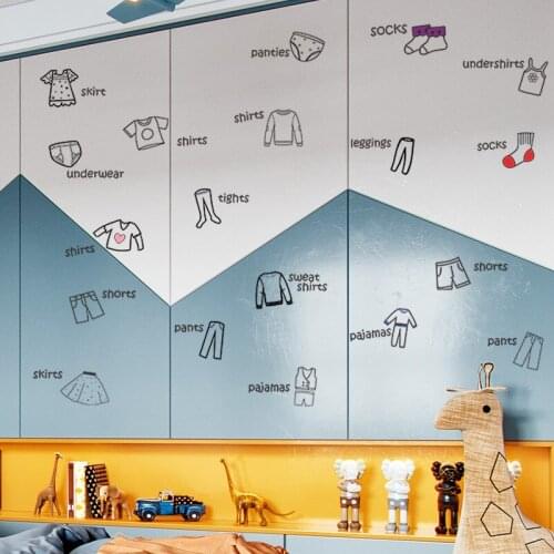 Clothing Logo Wall Stickers Kids Bedroom Decor Wardrobe Decals Nursery Early Education Boy Girl Children Room Decor Wallstickers