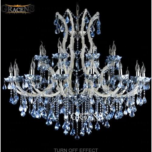 Wholesale Blue Color Crystal Chandelier Light Fixture Large Lustres Project Chandeliers Lamp Light Indoor Living Room Lighting