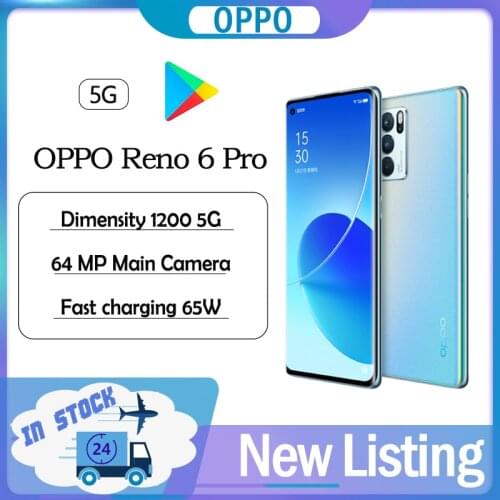 Original OPPO Reno 6 pro 5G Smartphone MTK Dimensity 1200 64MP Mian Camera 6.55 inch 90Hz Screen 65W Super Charge NFC Google