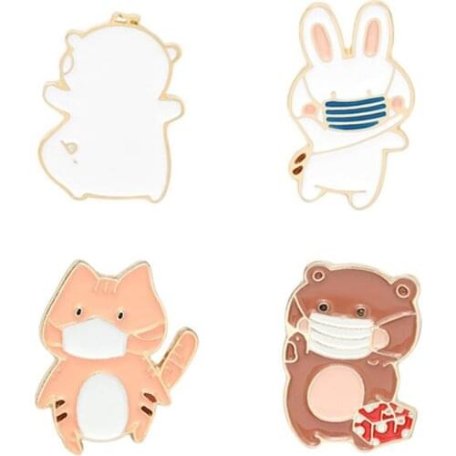 Panda And Rabbit Enamel Badges Lapel Pins Cute Anime Brooches For Clothes Women Mini Hijab Pins Decorative Badges Brooch Jewelry