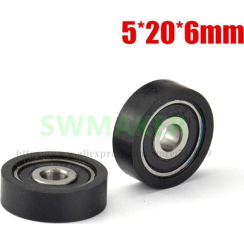 1pcs 5*20*6mm PU polyurethane, wear-resistant mute, 625 gum-coated, bearing wheel, plane roller conveyor belt