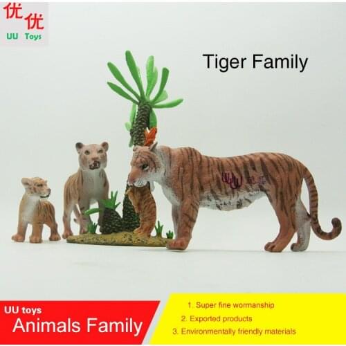 Hot toys: Tiger (Baby Tiger) family pack Simulation model Animals kids toys children educational props Action Figures