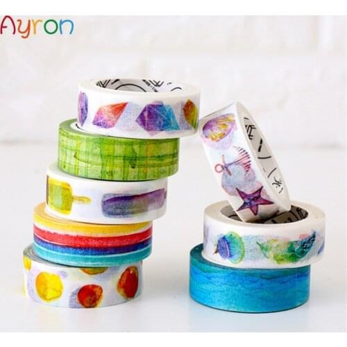 1.5cm*8M Rich Color Series Colorful Decorative Washi Tape DIY Scrapbooking Masking Craft Tape School Office Supply