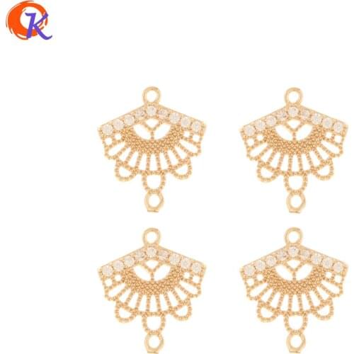 Cordial Design 100Pcs 12*14MM Jewelry Making/DIY Connector/Earring Findings/Jewelry Accessories/Hand Made/Sector Shape/CZ Charms
