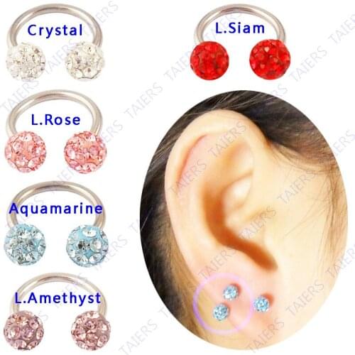 Earring ear plug clay crystal stone 18G CC stainless steel needle fashion woman jewelry wholesale body piercing medical steel