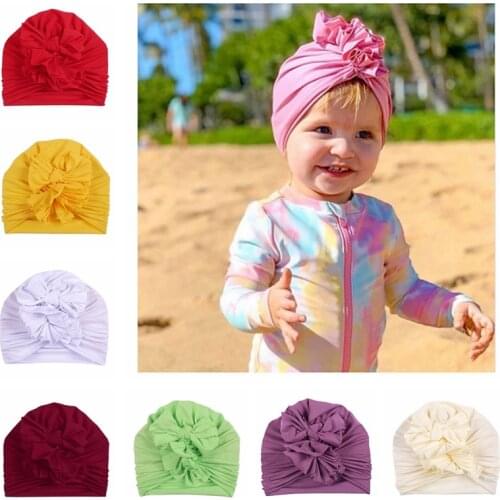 Newborn Infant Comfortable Cotton Hats Solid Color Handmade Bowknot Caps Children Bows Headwear Baby Girl Accessories Kids Gifts