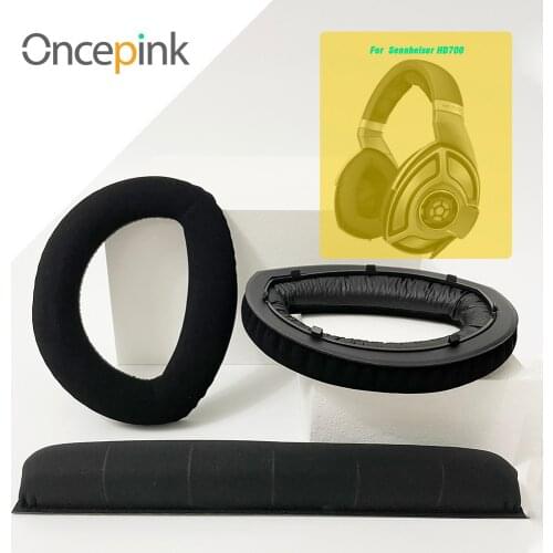 Oncepink Replacement EarPads Headband For Sennheiser HD700 Headphone Ear Cover Repair Parts