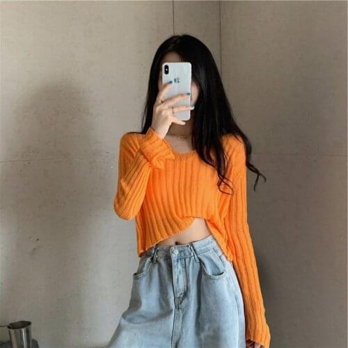 Fall 2020V Collar Loose Sweater Womens Top Woman Sweaters Femme Chandails Pull Hiver