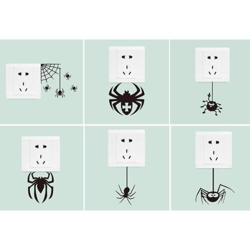 Halloween Theme Series Wall Stickers Diy Creative Little Spider Combination Halloween Decoration Switch Stickers Self-Adhesive