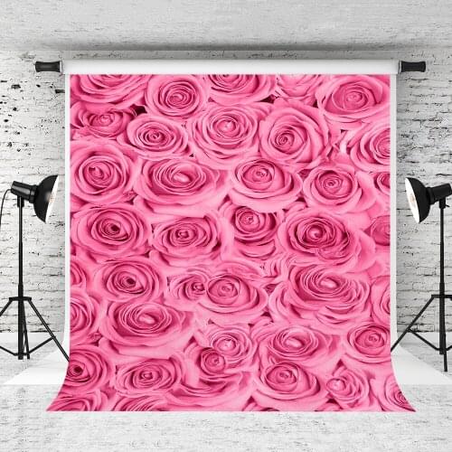 VinylBDS 6.5x10ft Pink Rose Wedding Photo Studio Backdrop Retro Flowers For Newborn Child Photography Background