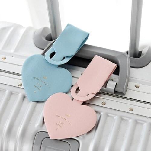 Loving Heart Luggage Tag Women Travel Accessories PU Hot stamping Suitcase ID Address Holder Baggage Boarding Tag Portable Label