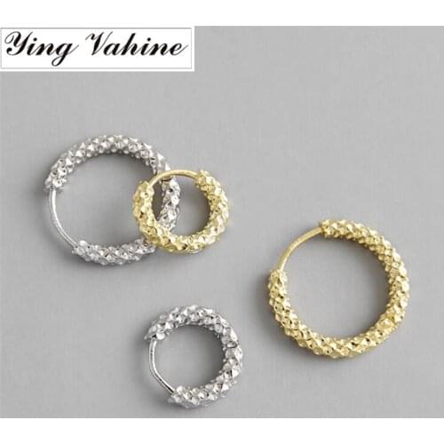 Ying Vahine Piercing Twinkling Stars Womens Earrings 100% 925 Sterling Silver Round Circle Loop Stud Earrings for Women