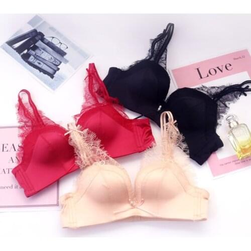 Solid Lace Embroidery Bralette Sexy Halfter Push Up Bra 38B Women Backless Wirefree Underwear Lace Bra Bralette Sexy Halfter Bra