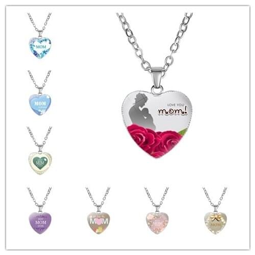 Pattern Mothers Day Crystals From Swarovskis Necklace Womens Pendeloque Cut Fashion Heart Shaped MOM Clavicle Chain Pendant