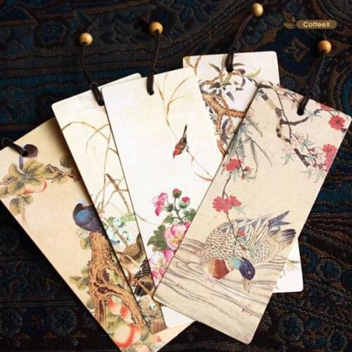 1pcs Elegant Beaded Bookmark Chinese Style Chinese Painting Birds Birds and Birds Bookmark and Gift Wholesale 5 sheets