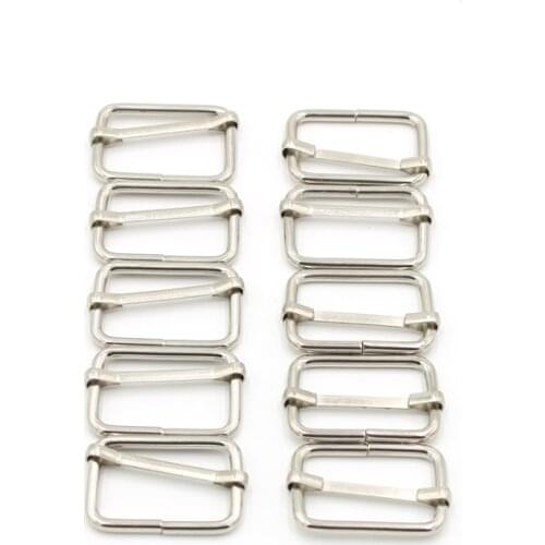 10pcs Silver Slider Adjustable Rectangle Sewing Buckles Pins Belts Roller Buckles Decoration DIY Sewing Square Ring Buckles
