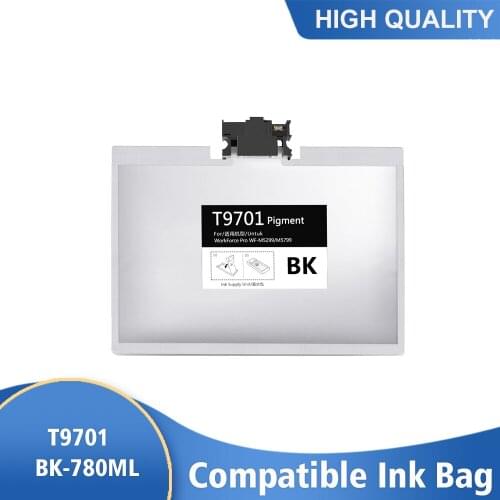 2Set T9701 BK 780ML Ink Cartridge With Pigment Ink And Chip For Epson WorkForce Pro WF-M5299/M5799 printer