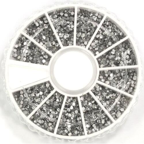 2400 Pcs 1.5mm Clear Nail Art Glitter Round Rhinestones for Tips w/ Wheel