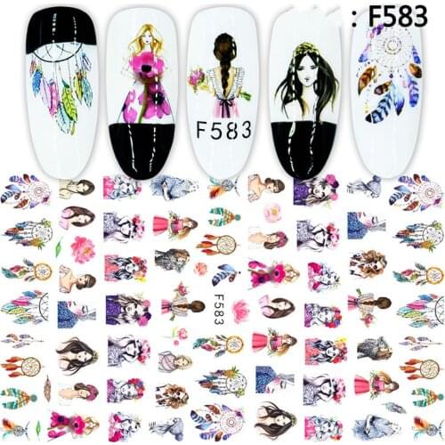 3D Nail Sticker Decals Dreamcatcher Feather Girl Nail Art Decorations Stickers Slider Manicure Accessories Nails Decoraciones