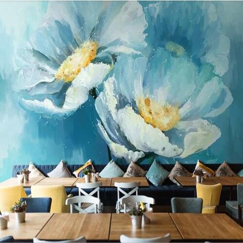 Milofi custom 3D wallpaper mural modern minimalist blue flowers living room bedroom wall decoration mural wallpaper
