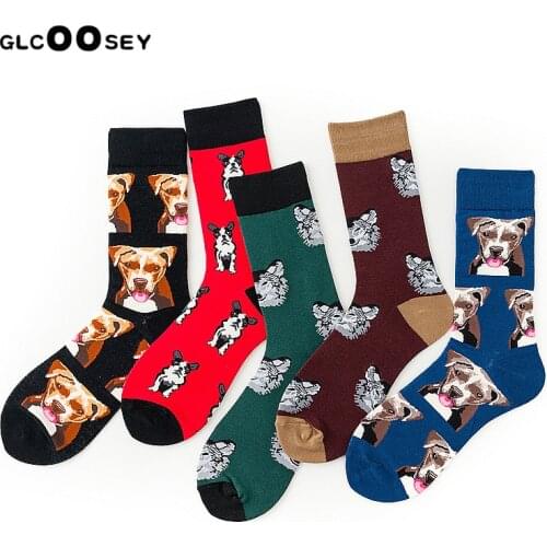 5 Pairs Colorful Combed Cotton Socks Coke Hot Dog French Fries Sandwich Burger Pattern Happy Men Socks Trend Casual Crazy Socks