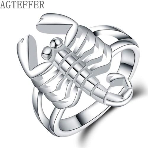 AGTEFFER 925 Sterling Silver Scorpion Ring For Women Fashion Wedding Engagement Party Gift Charm Jewelry