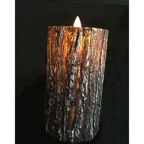 Battery operated Dancing Moving wick LED Pine tree Candle Paraffin Wax Pillar Swinging Flame Wedding Home Party Club-7.5CM(Dia.)