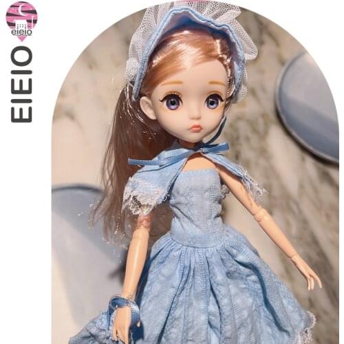 EIEIO bjd doll 26cm 13 Movable Joints Casual Fashion Princess Clothes Suit Accessories Nude Decoration Multicolor Hair Girl Gift
