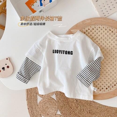 Autumn New Kids Boys Striple Long Sleeve T-shirt