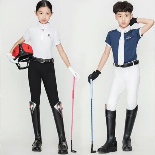 Childrens equestrian trousers breathable elastic fabric