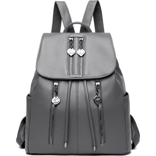 High Quality Leather School Bag for Women Travel Backpacks New Vintage Women Backpack Leisure Ladies Shoulder Bags Backpack