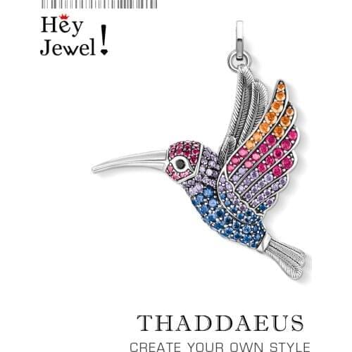 Pendant Colourful Hummingbird,2020 Brand New Cute Fashion Jewelry Europe Bijoux 925 Sterling Silver Lightness Gift For Woman