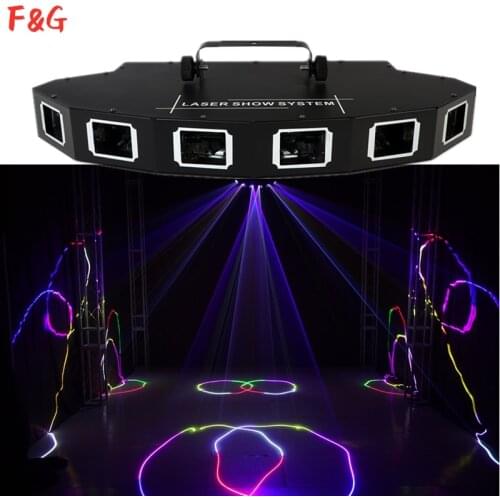 Hot sales 6 Lens Red Green Blue RGB Beam Laser Light DMX 512 Professional DJ Party Show Club Holiday Home Bar Stage Lighting