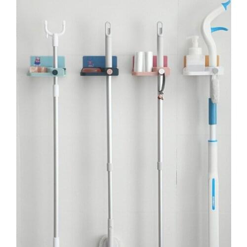 Multifunction Wall Mounted Mop Organizer Holder No Nails Brush Broom Hanger Bathroom Soap Drain Rack with Hook Kitchen Organizer