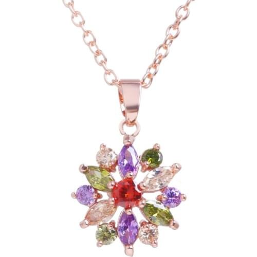 Bettyue Fashion Blooming Flower Modelling Neckalce For Women Noble Jewelry With Colorful Zirconia Wedding Party Delicate Gift