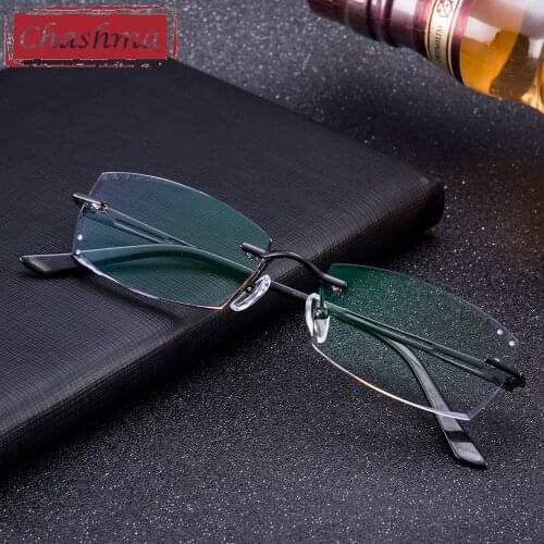 Chashma Brand Titanium Glasses Frame Men Eyeglasses Light Weight Frames Tint Lenses for Prescription Mens Rimless Eyewear Frame