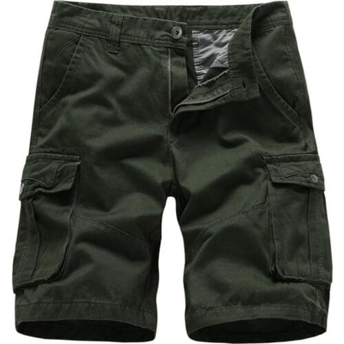 Mens Bermuda Shorts Summer Straight Cotton Multi-Pocket Casual Shorts