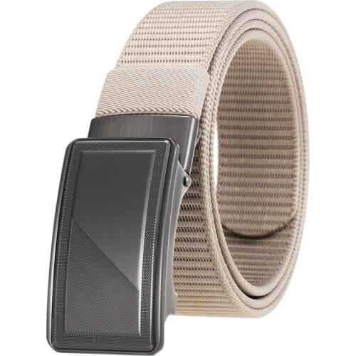 Mens Nylon Leather Belt Toothless Leather Belt Waistband Male Suitable for:28''-46'' Toothless Buckle Belt