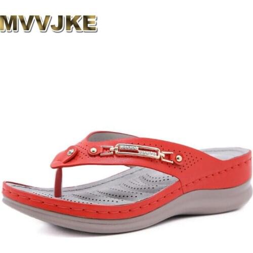 MVVJKEHot Sale Summer Women Slippers Casual Thick Sole Flat Flip Flops fashion Female Beach Shoes Plus Size Zapatos de mujer