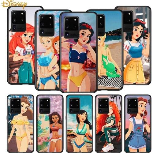 Disney Beach Princess for Samsung S20 FE Ultra Plus A91 A81 A71 A51 A41 A31 A21S A72 A52 A42 A02S Soft Black Phone Case