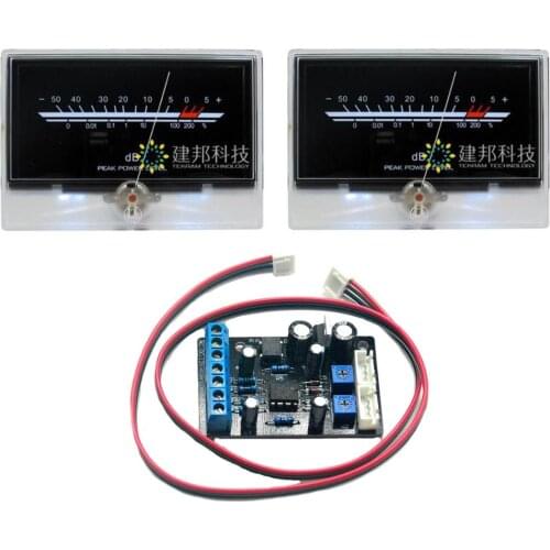 One Pair P-134 Post-amplifier VU Meter Level Meter Audio Volume DB Meter Level Back Light w/ 1pcs TA7318P VU Meter Driver Board