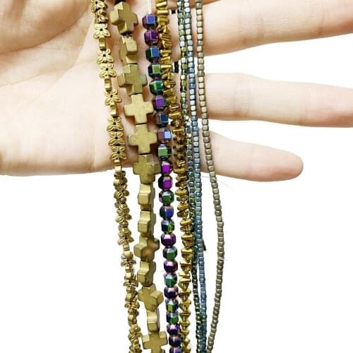 Wholesale Mixed-Shape Hematite Loose Spacer Beads for Jewelry Making Natural Stone DIY Necklace Bracelet Accessories Craft A46