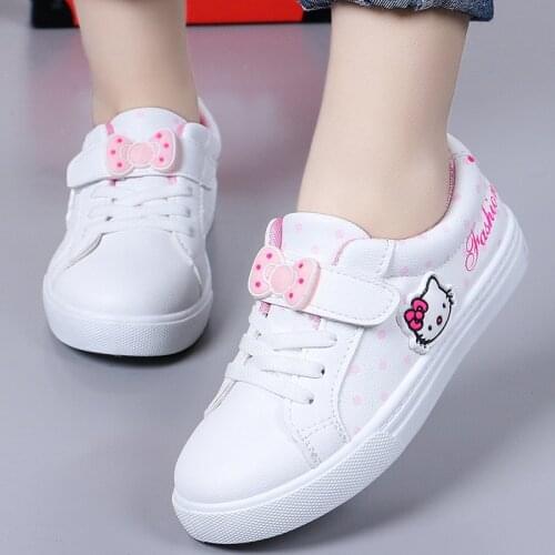 3-8 years White Cat Kids Shoes Boys Sneakers Leather Waterproof Shoes Children Sport Running Girls Sneaker Teen School Trainers