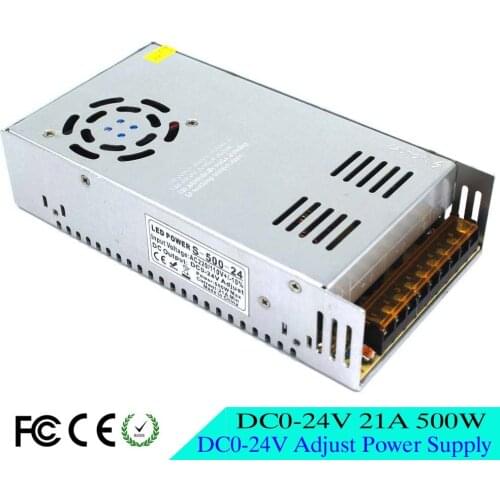 Single Output Regulated 0-24V 500W 21A Switching Power Supply 110 220V AC DC 24V Adjust SMPS For Led Strip Light CNC CCTV