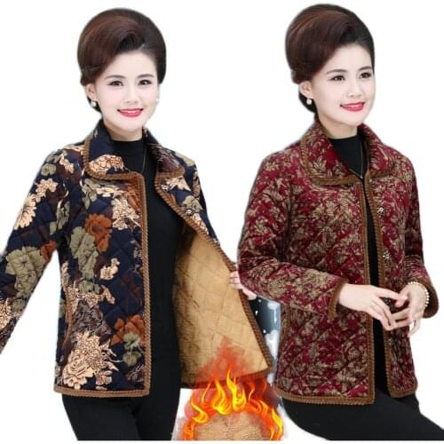 Fashion Womens Cotton Coat Lightweight Autumn Winter Coats Single-breasted Plus Velvet Printed Hooded Jacket Tops Plus Size 5XL