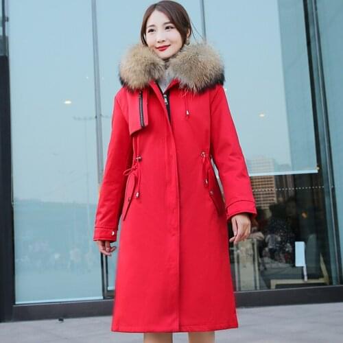 Winter Coat Women Real Muskrat Fur Jacket Thick Warm Fashion Outwear Big Fur Collar Plus-size Customize HOT SALE